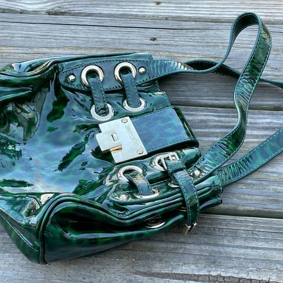 Jimmy Choo Roquette Bag Leopard Print Patent Leather Shoulder Bag Made in Italy - Picture 3 of 13